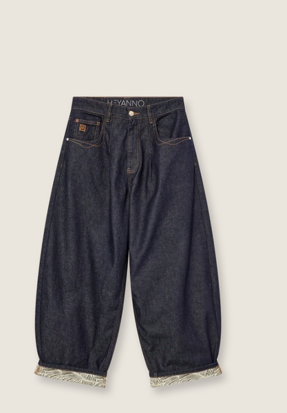 Heyanno Flor Rinse Jeans, Dark Blue Denim