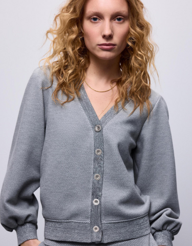 Summum 7/8 Sleeve Waffle Cardigan Dark Grey