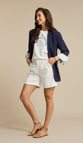 Red Button Camille Linen Shorts, Off White