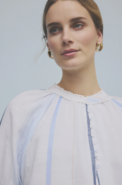 Gustav Annsofie Blouse, Powder Blue Stripe