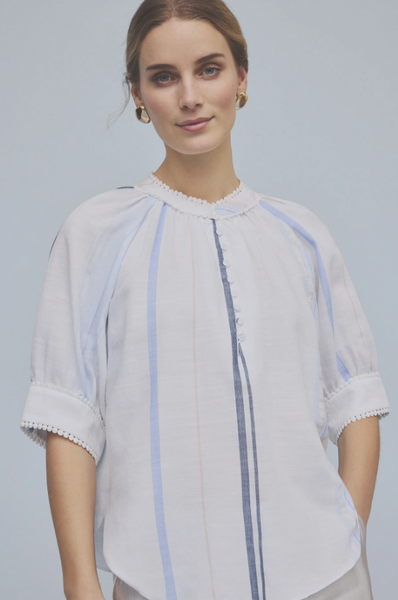 Gustav Annsofie Blouse, Powder Blue Stripe