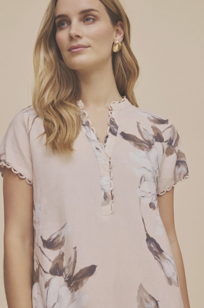 Gustav Madonna Linen Shirt Dress, Dust Print