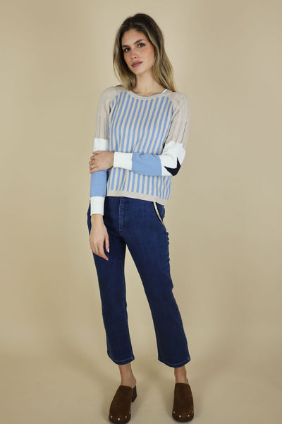 NO2MORO Senna Knit, Blue - Flax In Bloom