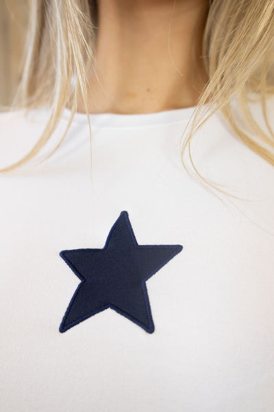 NO2MORO Summer Light Sweatshirt, White with Navy Star