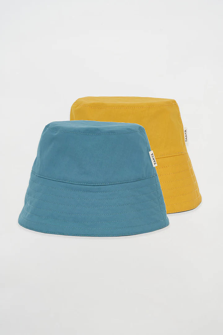 Tanta Breca Reversible Waterproof Rain Hat, Brittany Blue and Golden Spice