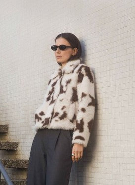 Yerse Teddy Jacket,  Cow Print