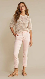 Red Button Tessy Cropped Jeans, Blush