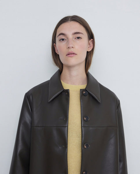 Yerse Vegan Leather Jacket, Olive