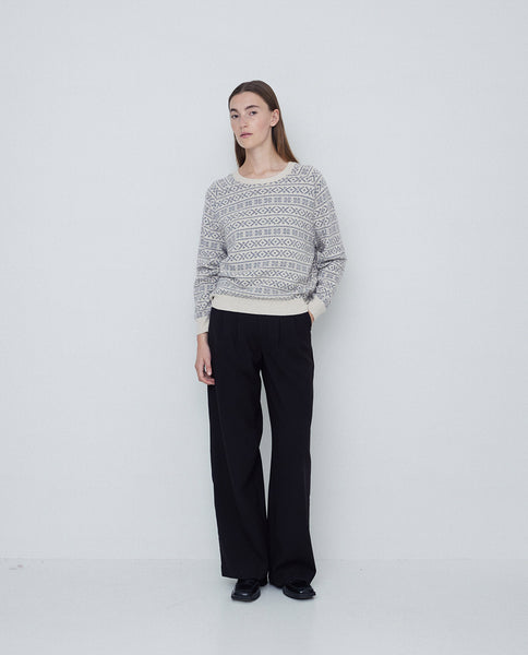 Yerse Aztec Knit, Cream and Grey