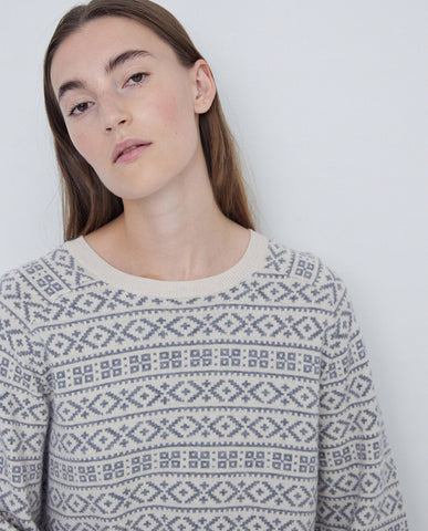 Yerse Aztec Knit, Cream and Grey