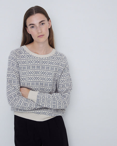 Yerse Aztec Knit, Cream and Grey