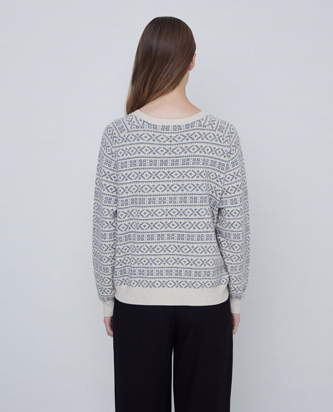 Yerse Aztec Knit, Cream and Grey