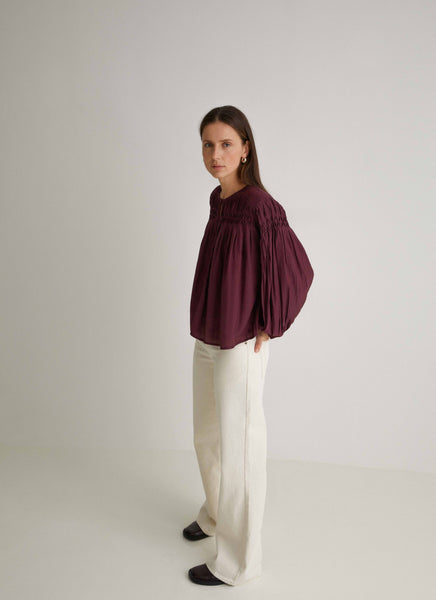 Yerse Fold Effect Aubergine Shirt