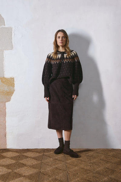Yerse Fairisle Knit, Chocolate