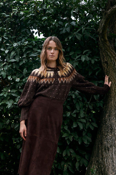 Yerse Fairisle Knit, Chocolate