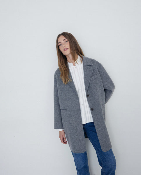 Yerse Wool Car Coat, Grey