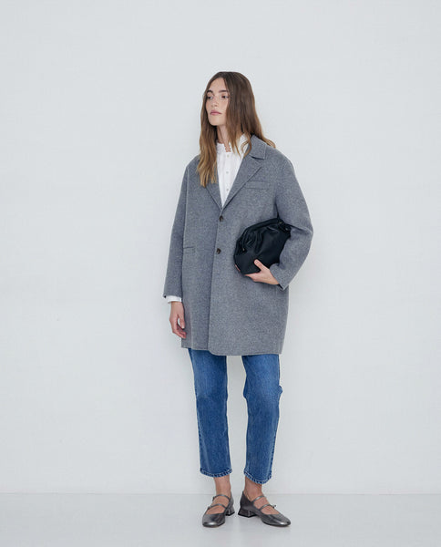 Yerse Wool Car Coat, Grey