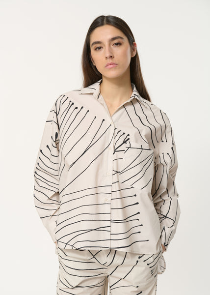 Humility Basma Blouse, Leaves on Cream