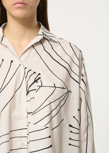 Humility Basma Blouse, Leaves on Cream