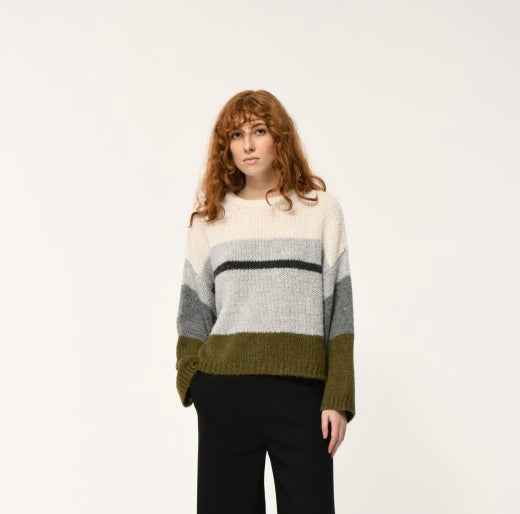 Humility Kosho Pullover, Grey and Military Green