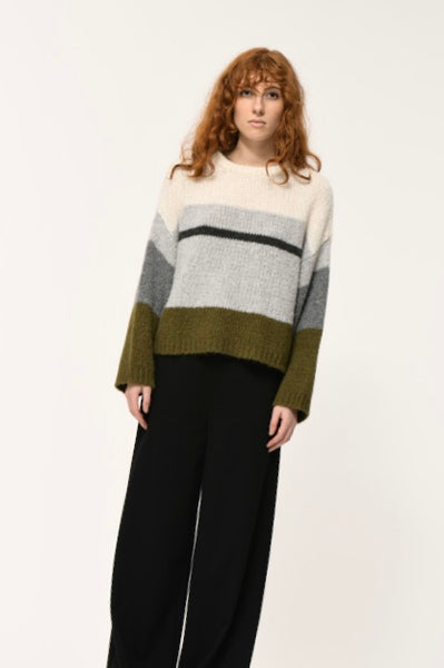 Humility Kosho Pullover, Grey and Military Green