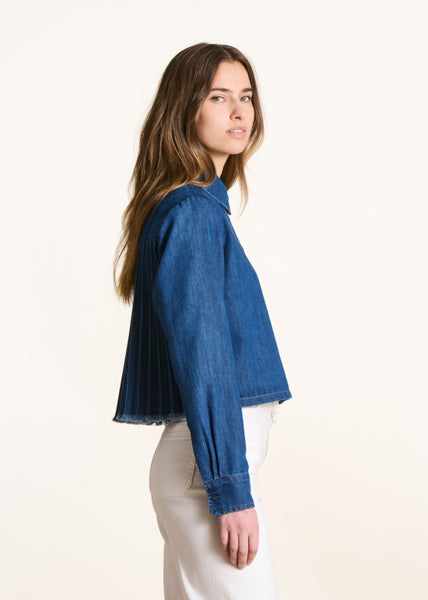 La Fee Maraboutee Fory Denim Shirt with a Pleated Back