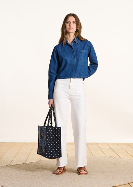 La Fee Maraboutee Fory Denim Shirt with a Pleated Back