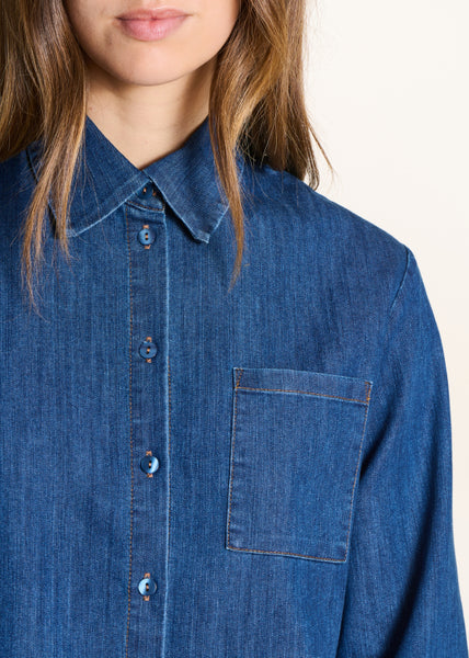 La Fee Maraboutee Fory Denim Shirt with a Pleated Back