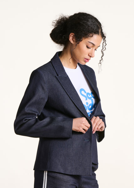 la Fée Maraboutee Forte Jacket, Dark Denim - Flax In Bloom