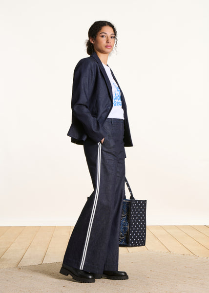 la Fée Maraboutee Forte Jacket, Dark Denim - Flax In Bloom