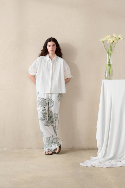 Humility Jakota Trousers, Off White/Moss Green