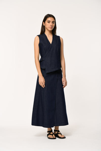 Humility Lozan Waistcoat, Denim Blue