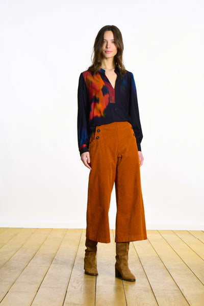 La Fee Maraboutee Gwendy Cropped Corduroy Trousers, Curcuma