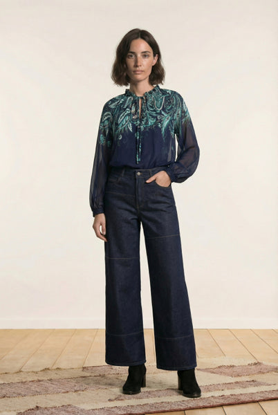 La Fee Maraboutee Green Blouse, Navy/Petrol
