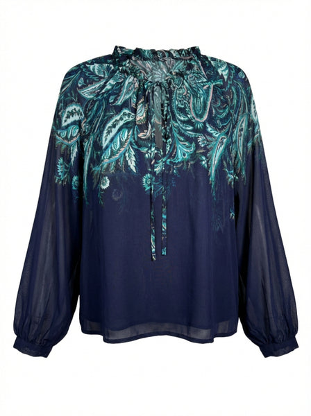 La Fee Maraboutee Green Blouse, Navy/Petrol