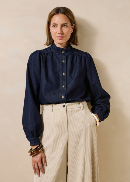 La Fee Maraboutee Gaya Denim Blouse, Blue