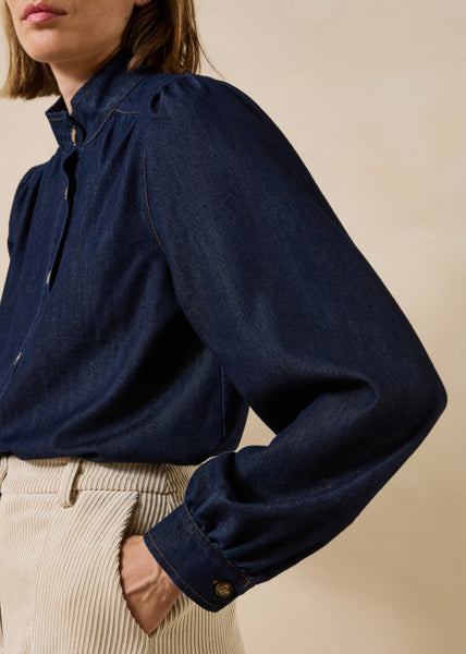 La Fee Maraboutee Gaya Denim Blouse, Blue