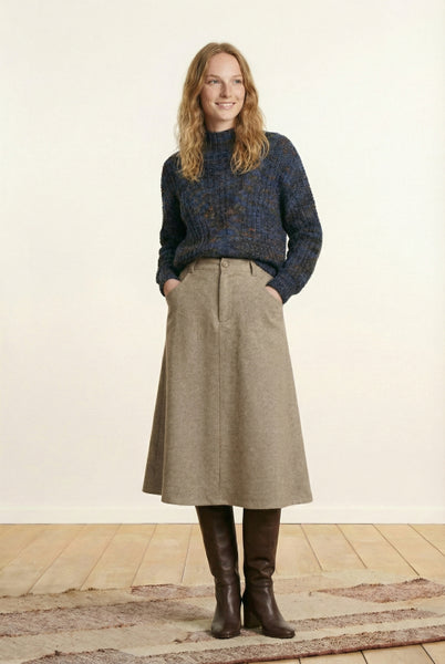 La Fee Maraboutee Galade Tweed Skirt, Sand