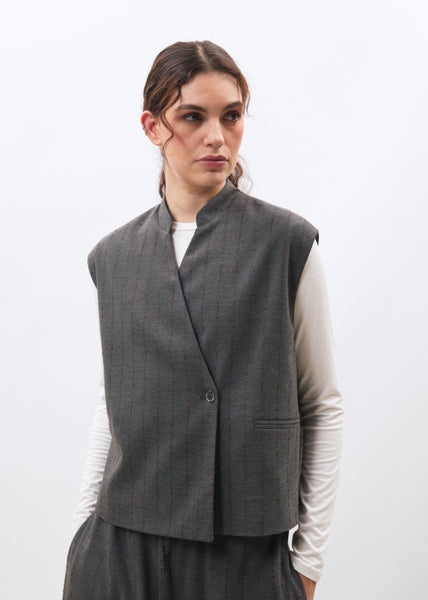 Humility Laric Waistcoat, Anthracite Grey Pin stripe
