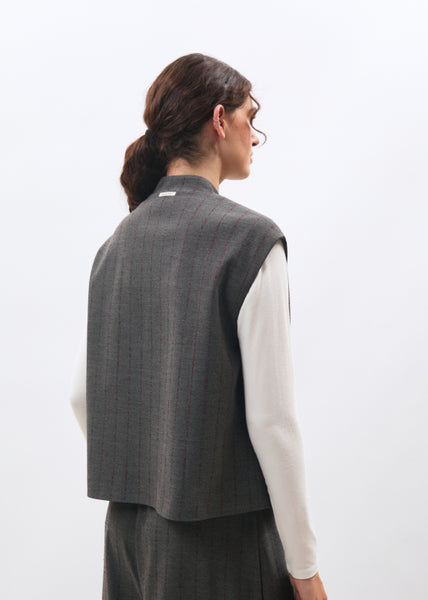 Humility Laric Waistcoat, Anthracite Grey Pin stripe