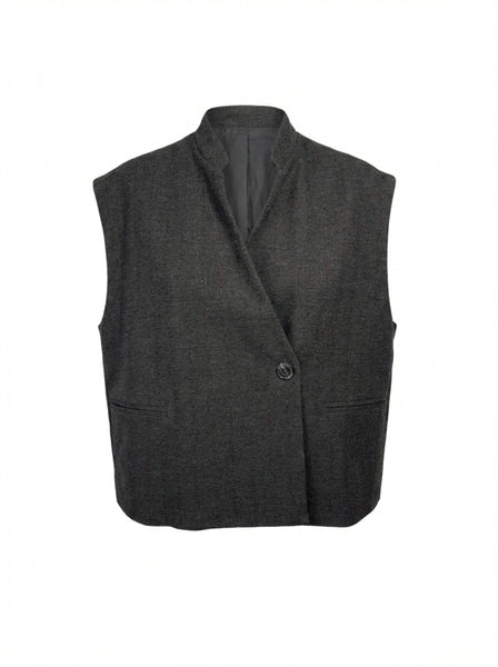 Humility Laric Waistcoat, Anthracite Grey Pin stripe