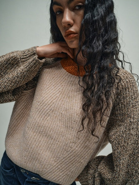 Heyanno Ace Block Knit, Ecru