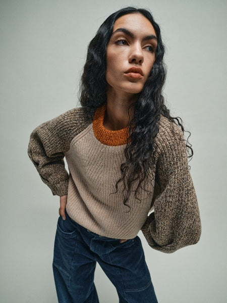 Heyanno Ace Block Knit, Ecru