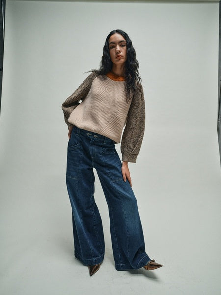 Heyanno Ace Block Knit, Ecru
