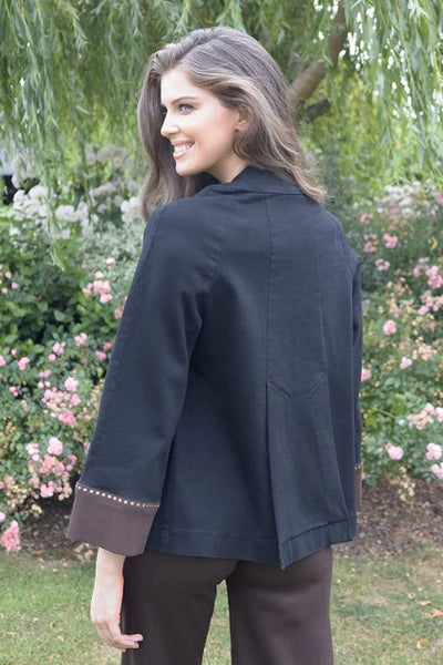 NO2MORO Rosette Swing Jacket, Black with Brown Cuff