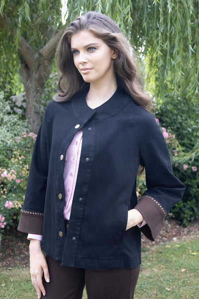 NO2MORO Rosette Swing Jacket, Black with Brown Cuff