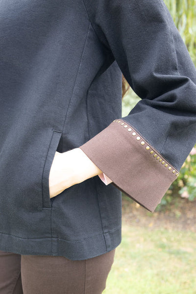 NO2MORO Rosette Swing Jacket, Black with Brown Cuff