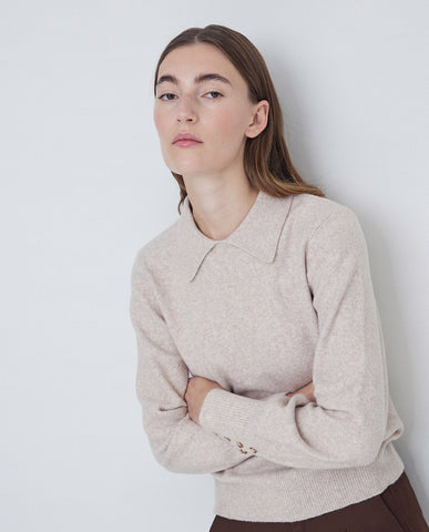 Yerse Knit With Collar, Sand