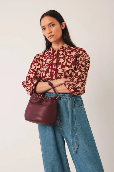 Indi and Cold Printed Blouse, Raspberry and Taupe