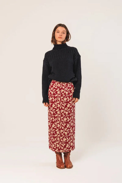 Indi and Cold Printed Skirt, Raspberry and Taupe